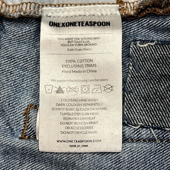 One Teaspoon Bandits Denim Shorts, Relaxed Fit Long Rise Twisted Cuff He… - Picture 7 of 9